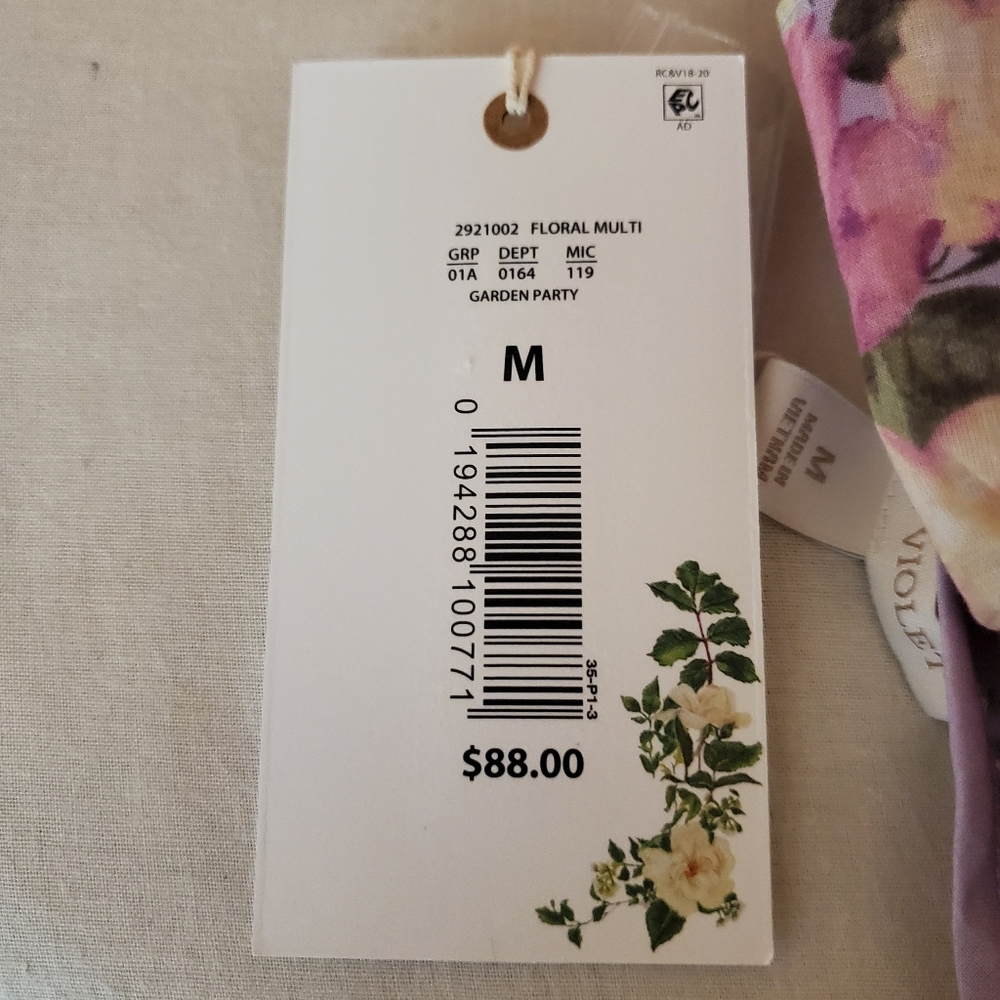 Chelsea & Violet Blouse Floral Purple Pink Ruffle Boxy Sz Medium New NWT… - Picture 8 of 12